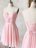 Pink Short Bridesmaid Dresses,Ruched Bridesmaid Dress,BD00368