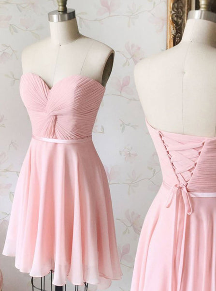 Pink Short Bridesmaid Dresses,Ruched Bridesmaid Dress,BD00368