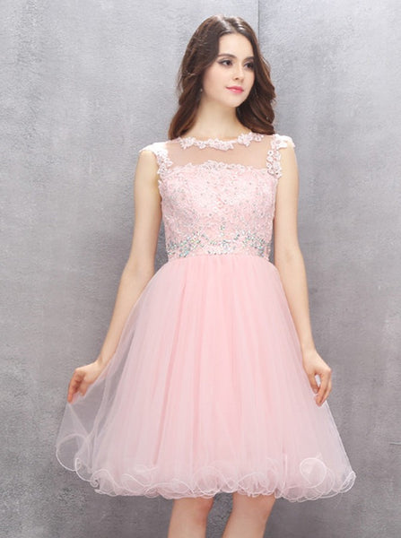 Pink Sweet 16 Dresses,Tulle Sweet 16 Dress,Knee Length Sweet 16 Dress ...