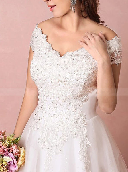 Plus Size Wedding Dresses,Off the Shoulder Plus Size Wedding Dress,WD00319