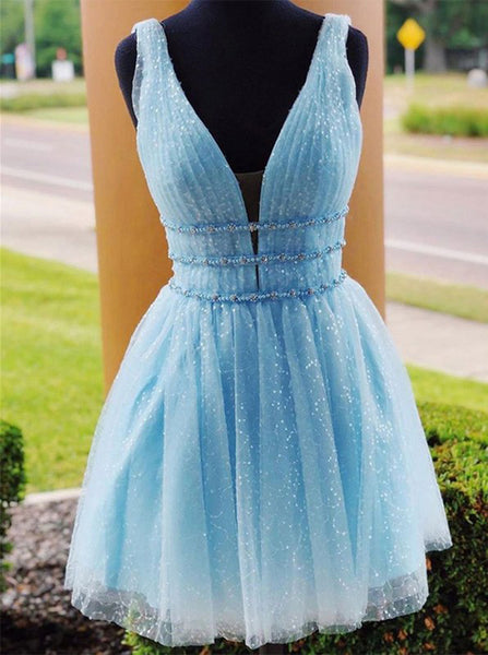 Blue Homecoming Dresses,Tulle Homecoming Dress,Short Homecoming Dress,HC00102