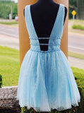 Blue Homecoming Dresses,Tulle Homecoming Dress,Short Homecoming Dress,HC00102