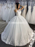 Princess Ball Gown Wedding Dress with Detachable Sleeves,WD00654