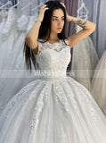 Princess Ball Gown Wedding Dress with Detachable Sleeves,WD00654