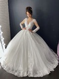 Princess Bridal Gown with Sleeves,Classic Ball Gown Wedding Dress,WD00647