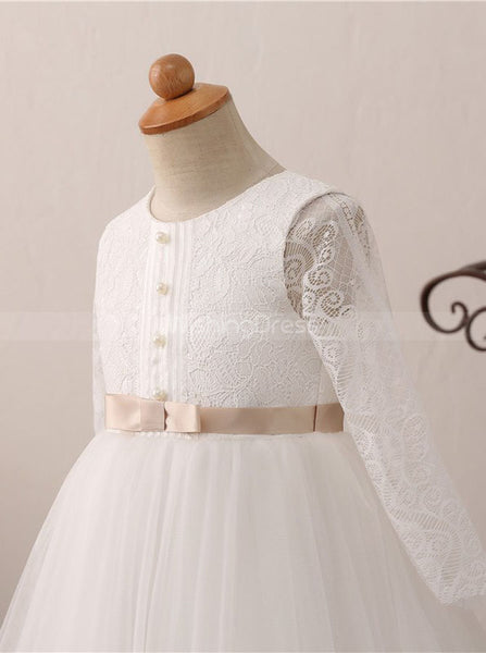 Princess Flower Girl Dress Ball Gown,First Communion Dress with Sleeves,FD00051