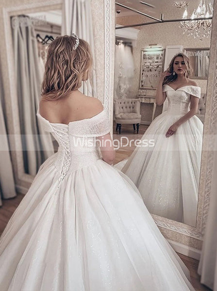 Princess Off the Shoulder Ball Gown Wedding Dress,Luxurious Bridal Gown,WD00636