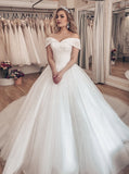 Princess Off the Shoulder Ball Gown Wedding Dress,Luxurious Bridal Gown,WD00636