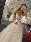 Princess Wedding Dress with Sleeves,Dazzling Wedding Gown,WD00645