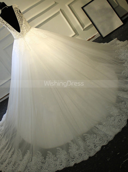 Princess Wedding Gown,Elegant Wedding Dress with Beaded Bodice,WD00393