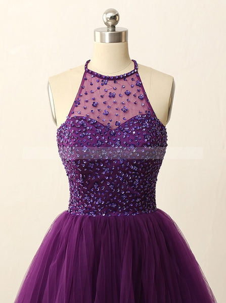 Purple Sweet 16 Dresses,Beaded Sweet 16 Dress,Tulle Sweet 16 Dress,SW00022