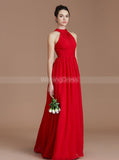 Red Bridesmaid Dresses,Chiffon Long Bridesmaid Dress,Bridesmaid Dress with Slit,BD00226