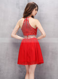 Red Homecoming Dresses,Two Piece Homecoming Dress,Short Homecoming Dress,HC00113