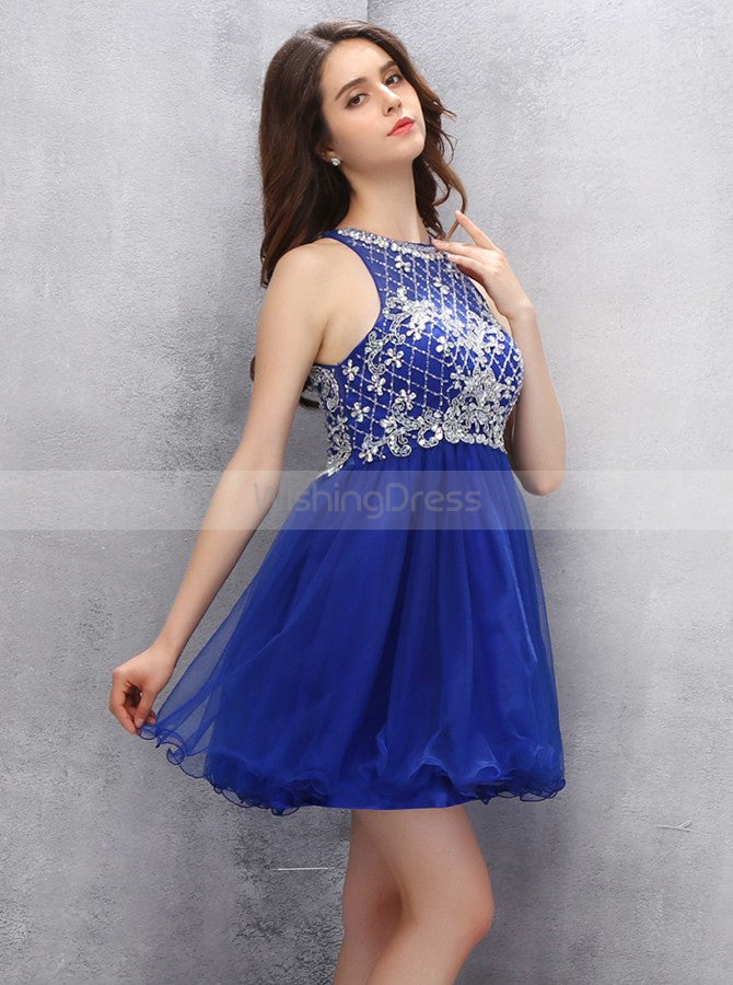 Royal Blue Homecoming Dresses,Beaded Sweet 16 Dresses,Short Sweet 16 D ...