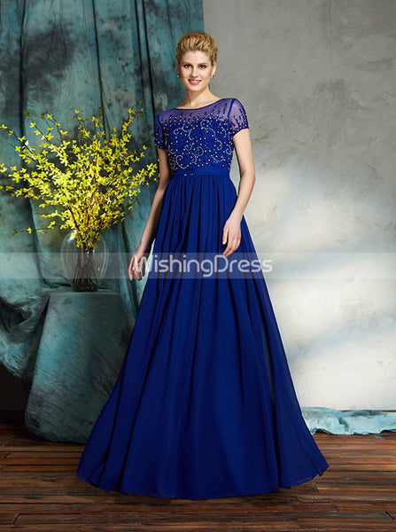 Royal Blue Mother of the Bride Dresses,Mother Dress with Sleeves,Long Mother Dress,MD00045