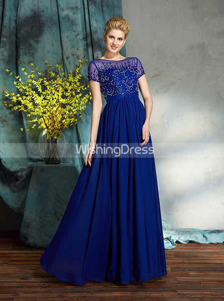 Royal Blue Mother of the Bride Dresses,Mother Dress with Sleeves,Long Mother Dress,MD00045