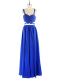 Royal Blue Prom Dress, Two Piece Prom Dress,Chiffon Long Prom Dress TP00001