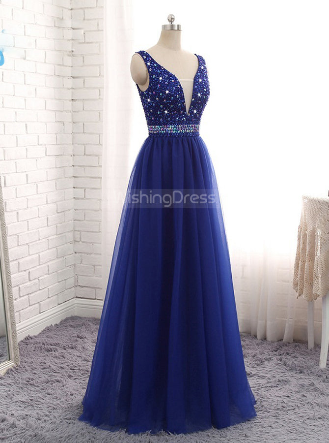 Royal Blue Prom Dresses,Formal Evening Dress,Tulle Full Length Prom Dr ...