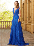 Royal Blue Prom Dresses,Lace Prom Dress,Formal Evening Dress,Backless Prom Dress,PD00287