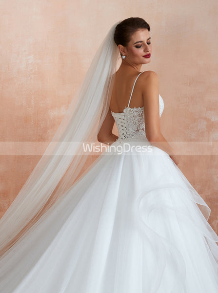 Sexy Illusion Wedding Dresses,Romantic Wedding Dress with Straps,WD00473