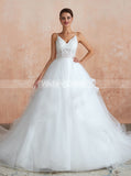 Sexy Illusion Wedding Dresses,Romantic Wedding Dress with Straps,WD00473