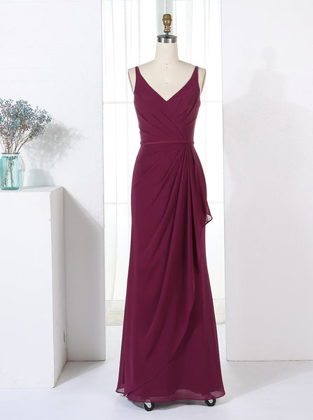 Sheath Bridesmaid Dresses,Burgundy Bridesmaid Dress,Long Bridesmaid Dress,BD00327