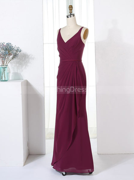 Sheath Bridesmaid Dresses,Burgundy Bridesmaid Dress,Long Bridesmaid Dress,BD00327