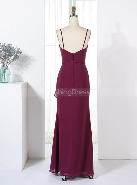 Sheath Bridesmaid Dresses,Burgundy Bridesmaid Dress,Long Bridesmaid Dress,BD00327