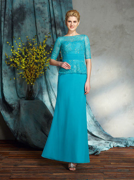 Sheath Mother of the Bride Dresses,Mother Dress with Sleeves,Long Wedd ...