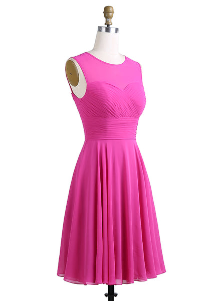 Short Bridesmaid Dresses,Fuchsia Bridesmaid Dress,Simple Bridesmaid Dress,BD00215