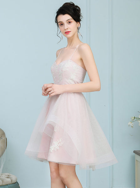 Short Bridesmaid Dresses,Tulle Bridesmaid Dress,Spaghetti Straps Bridesmaid Dress,BD00219