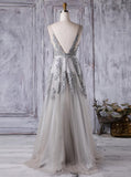 Silver A-line Bridesmaid Dresses,Gorgeous Mother Of The Bride Dress,BD00363