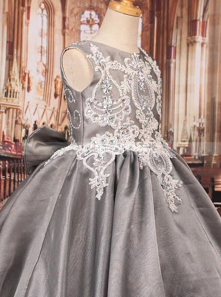 Silver Girls Pageant Dress,Beautiful Girls Party Dress,GPD0008