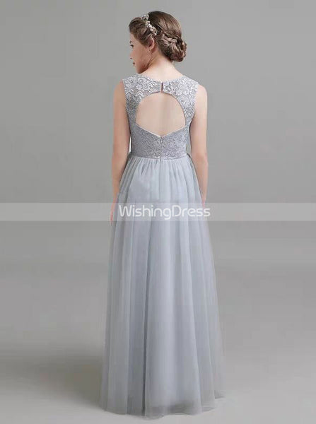 Silver Junior Bridesmaid Dresses,Tulle Junior Bridesmaid Dress,JB00056