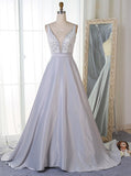 Silver Prom Dresses,A-line Prom Dress,Prom Dress with Train,PD00340