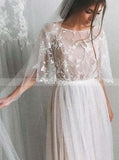 Simple Tulle Wedding Dresses,Outdoor Fall Wedding Dress,WD00443