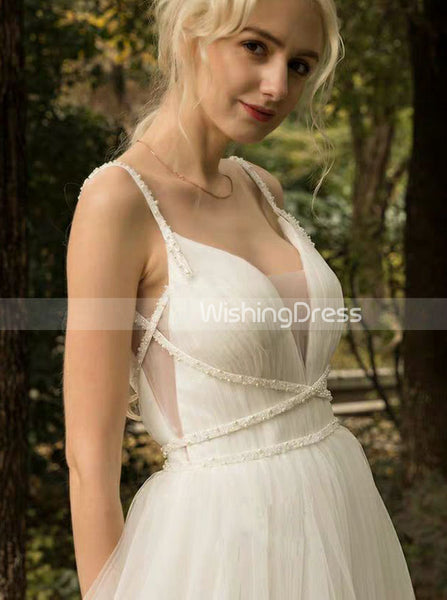 Simple Wedding Dress with Straps,Outdoor Wedding Dress,WD00433