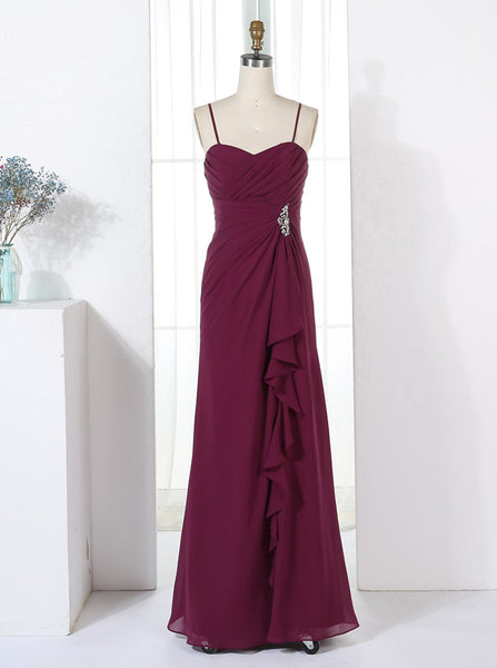 Spaghetti Straps Bridesmaid Dresses,Burgundy Bridesmaid Dress,Long Bridesmaid Dress,BD00326