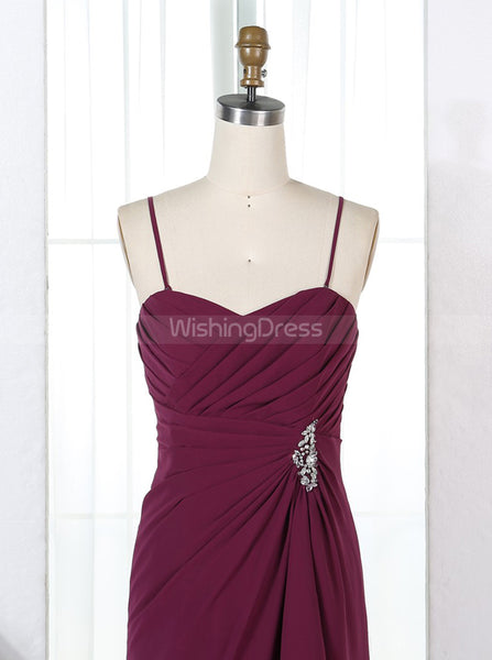 Spaghetti Straps Bridesmaid Dresses,Burgundy Bridesmaid Dress,Long Bridesmaid Dress,BD00326