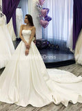 Strapless Satin Wedding Dress with Detachable Lace Jacket,WD00606