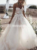 Strapless Wedding Dress,A-line Tulle Bridal Gown with See Through Bodice,WD00605