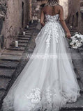 Strapless Wedding Dress,A-line Tulle Bridal Gown with See Through Bodice,WD00605