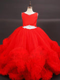 Stunning Red Little Girls Pageant Dresses,Unique Little Girls Princess Dress,GPD0054