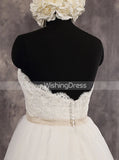 Sweetheart Simple Wedding Gown with Belt,Lace Tulle Skirt Outdoor Wedding Gown,WD00522