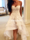 Sweetheart Wedding Dress Summer,High Low Garden Wedding Dress,WD00446