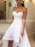 Sweetheart Wedding Dress Summer,High Low Garden Wedding Dress,WD00446