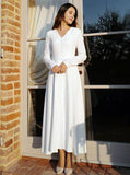 Tea Length Wedding Dresses,Beach Wedding Dress with Sleeves,WD00440