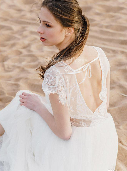Tulle Outdoor Wedding Dresses,Boho Bridal Dress,Beach Wedding Dress,WD00355