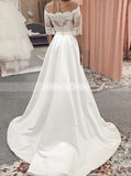 Two Piece A-line Wedding Dresses,Destination Wedding Dress with Sleeves,WD00627