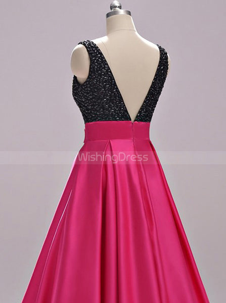 Two Tone Prom Dress with Pockets,A-line Satin Prom Dress,PD00353